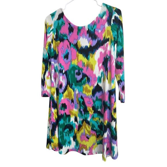 Tori Richard Honolulu Tunic Dress Multicolor Pullover Abstract 3/4 Sleeves XS - Picture 9 of 11